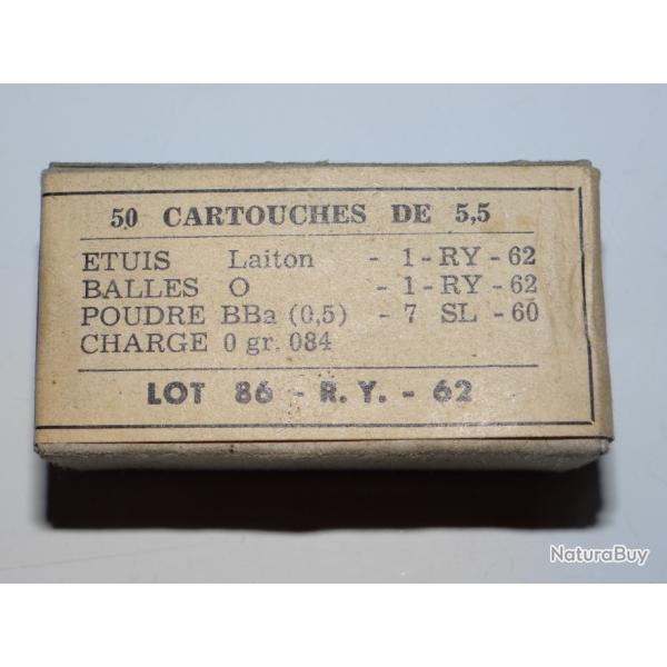 vends 50 anciennes cartouches 22 Long Rifle militaire. Boite non ouverte, collector.