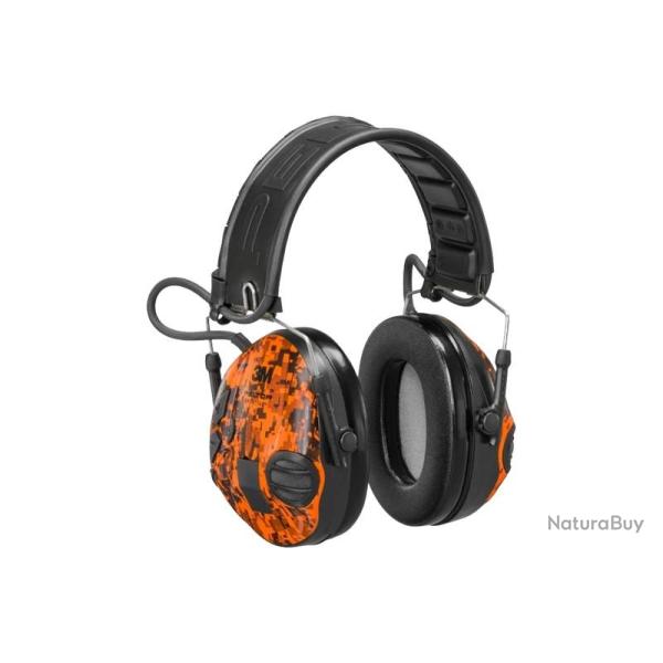 Casque �lectronique coquilles vertes/oranges digital Camo SportTac Peltor