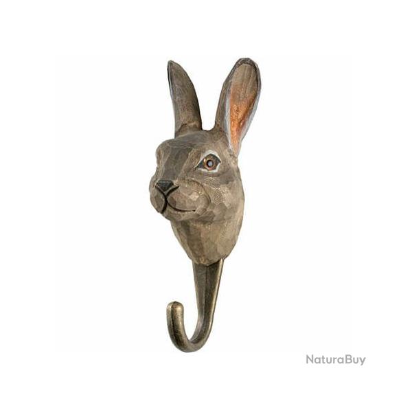 Pat�re Li�vre - bois sculpt� & crochet m�tal bronze