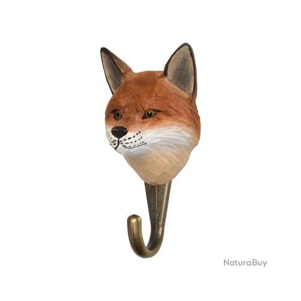 Pat�re Renard - bois sculpt� & crochet m�tal bronze