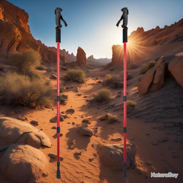 B�TON DE MARCHE NORDIQUE RANDONN�E TREKKING ENERGIA DUR ALUMIN 2 FULL CONTROL RED RESSORT ANTI-CHOC