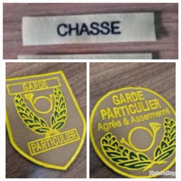 Lot de bande chasse + 2 �cussons garde particulier