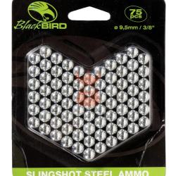 75 Billes en acier 9.5mm pour arc &agrave; poulies Booster Fireball (ou lance pierres)