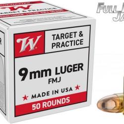 WINCHESTER 9MM LUGER FMJ 8G/124G SUPER X BOITE DE 50 MUNITIONS