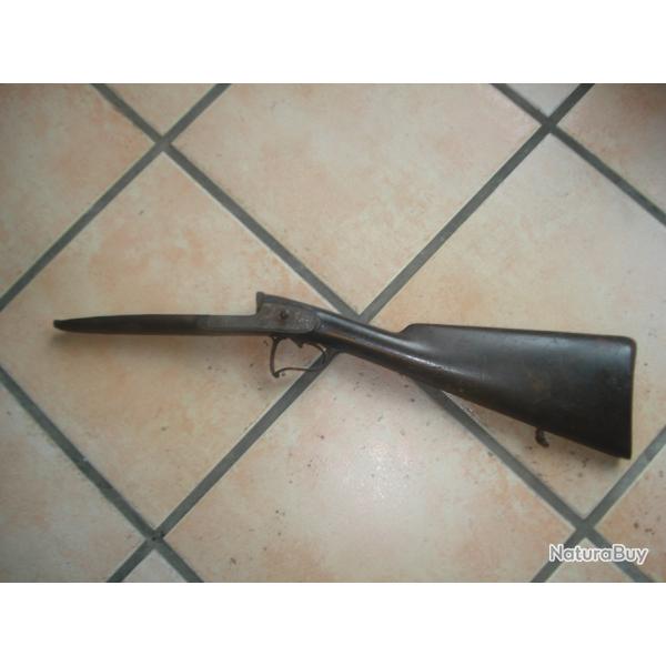 fusil juxtapos� � percussion pour poudre noire calibre 16 canon damas  , manque les 2 chiens