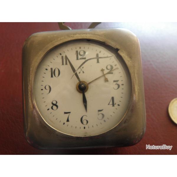 R�veil de voyage allemand 2 GM plaqu� chrome wecker ha 6.5 cm