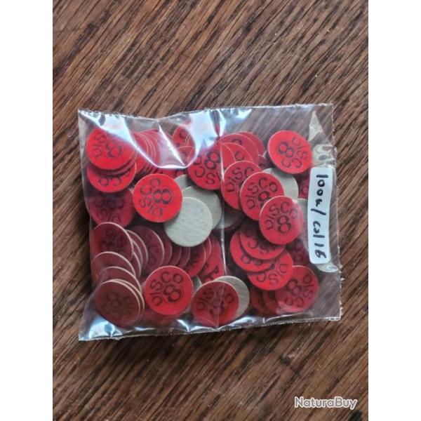 100 Cartons rouges de fermeture n�8 disco, cal 16