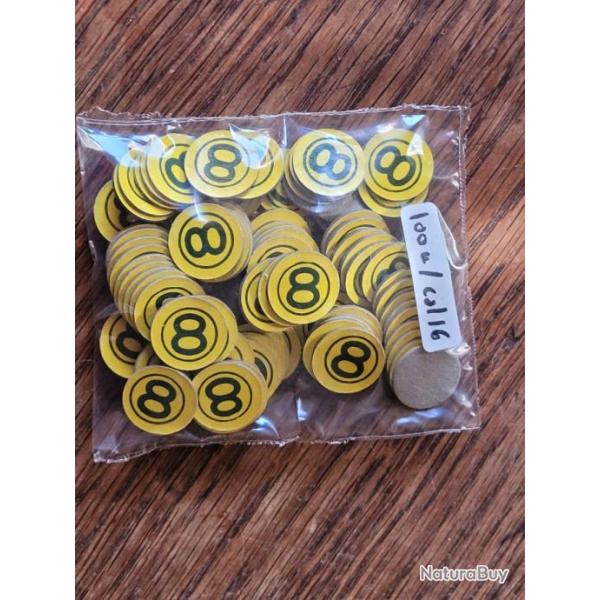 100 Cartons jaunes de fermeture n�8 , cal 16