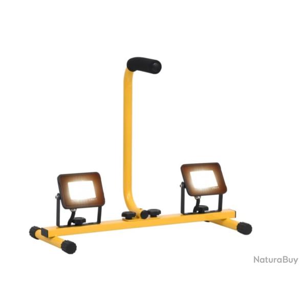 Projecteur LED 2x10W avec Poign�e - Lumi�re Blanc Chaud, 1400 lm, 3000K