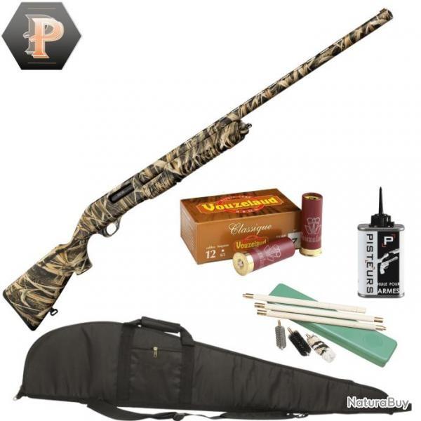 Pack chasseur ! Fusil de chasse � pompe camo Yildiz S76 cal 12/76 + mun + fourreau + nettoyage