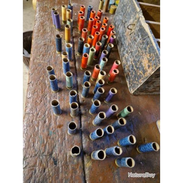 Lot cartouches vides amorc�es calibre 16 chasse