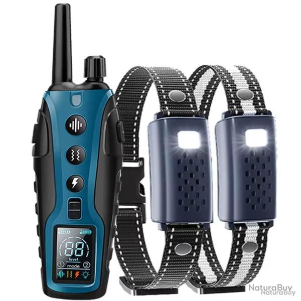 2x COLLIERS DE DRESSAGE POUR CHIEN MULTIMODES - BLEU - MANUEL FRAN�AIS - LIVRAISON GRATUITE