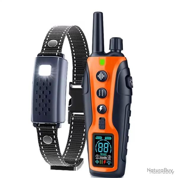 COLLIER DE DRESSAGE POUR CHIEN MULTIMODES - ORANGE - MANUEL FRAN�AIS - LIVRAISON GRATUITE