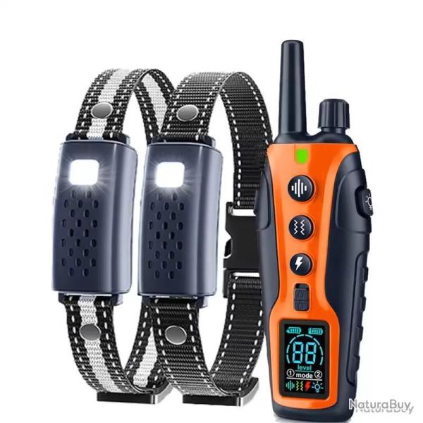 2x COLLIERS DE DRESSAGE POUR CHIEN MULTIMODES - ORANGE - MANUEL FRAN�AIS - LIVRAISON GRATUITE
