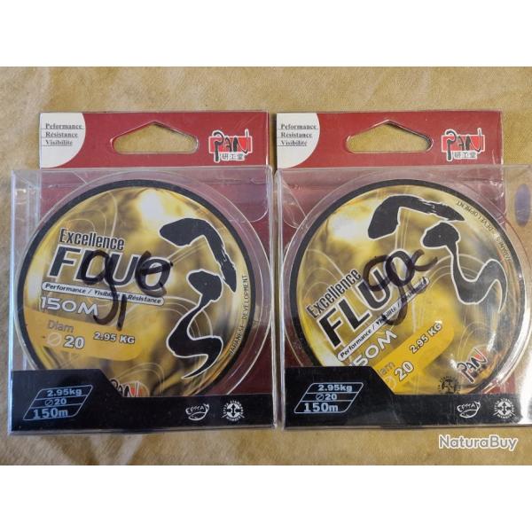 Lot de 2 bobines PAN Excellence Fluo 20/100 150m HILMAR SUPER DESTOCK !!!