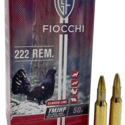 Munitions FIOCCHI calibre 222 Rem FMJHP 50gr - 3.2g x50