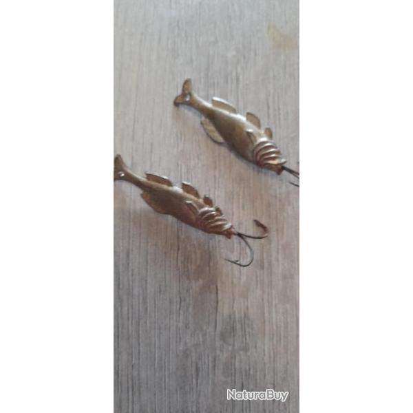 2 ANCIENS LEURRES EN ETAIN POUR LA PECHE