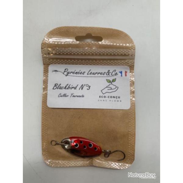 cuillere tournante Pyr�n�es Leurres Blackbird n3 5,6g argent rouge