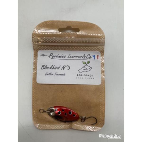 cuillere tournante Pyr�n�es Leurres Blackbird n3 5,6g argent rouge