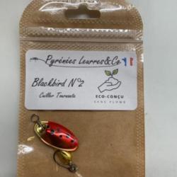 cuillere tournante Pyr&eacute;n&eacute;es Leurres Blackbird n2 3,3g or rouge