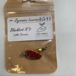 cuillere tournante Pyr&eacute;n&eacute;es Leurres Blackbird n2 3,3g argent rouge