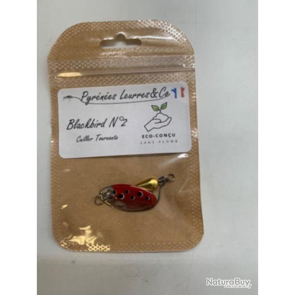 cuillere tournante Pyr�n�es Leurres Blackbird n2 3,3g argent rouge