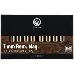 Munitions RWS calibre 7mm Rem Mag KS Pointe conique 162gr - 10.5g x20