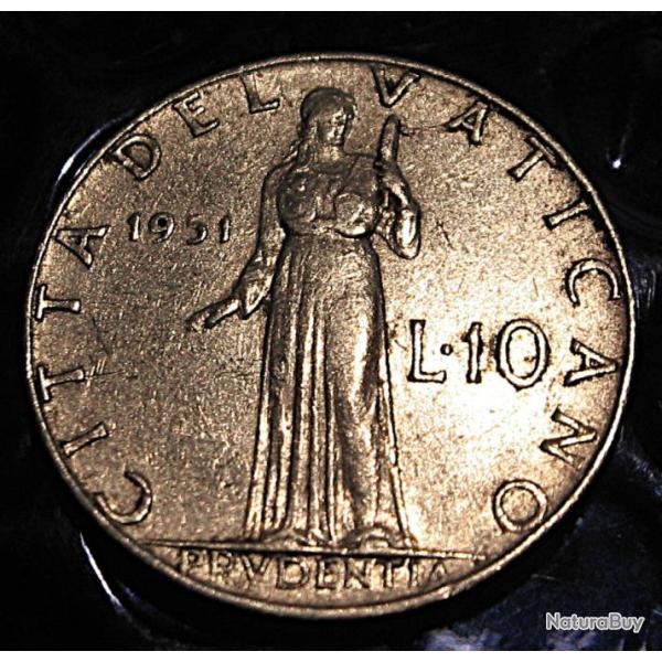 VATICAN piece de 10 lires 1956 PIVS XII TTB