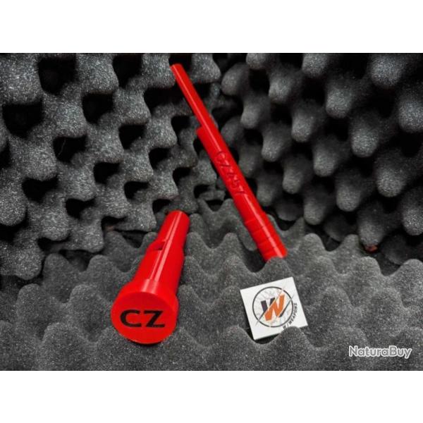 CZ 457 LRP - START KIT - Prot�ge culasse avec couvercle ROUGE  LOGO CZ NOIR + Guide baguette ROUGE