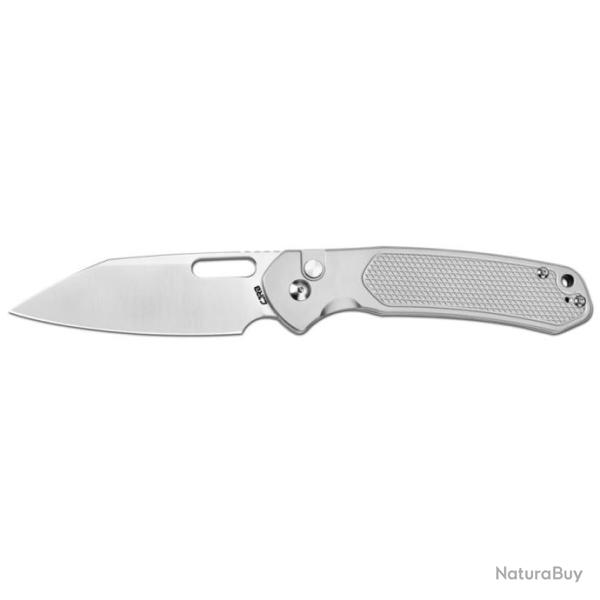 Couteau CJRB Large Pyrite-Alt Steel Lame Acier AR-SFII Manche Acier Button Lock IKBS J1925ALST