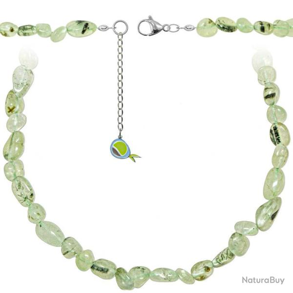 Collier en pr�hnite �pidote - Perles roul�es 8 � 12 mm - 38 cm