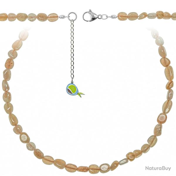 Collier en pierre de soleil - Perles roul�es 5 � 8 mm - 38 cm