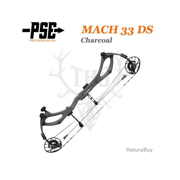PSE MACH 33 DS - Arc de Chasse 2025 en Carbone Rapide et Ultra-L�ger 50-60# Gaucher Charcoal