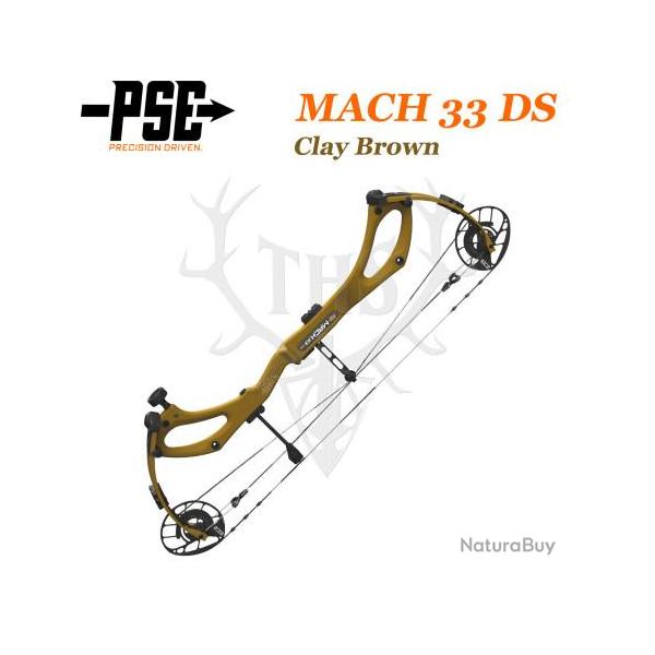 PSE MACH 33 DS - Arc de Chasse 2025 en Carbone Rapide et Ultra-L�ger 50-60# Droitier Clay Brown