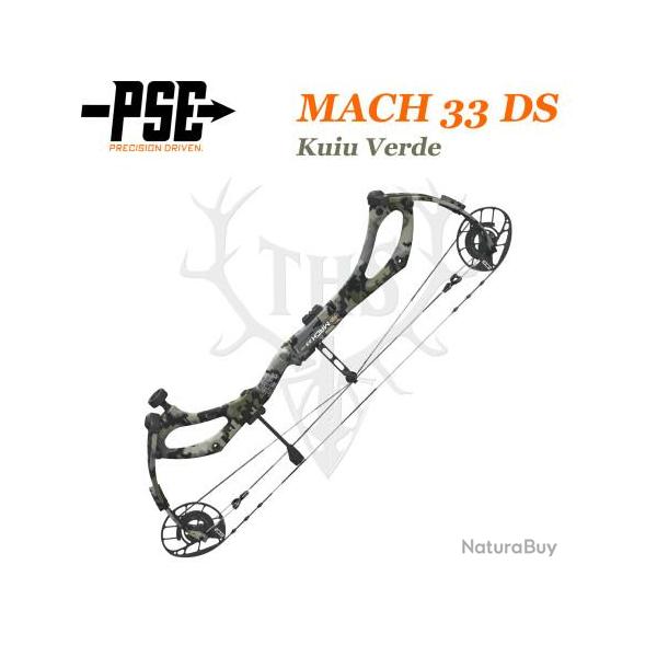 PSE MACH 33 DS - Arc de Chasse 2025 en Carbone Rapide et Ultra-L�ger 60-70# Droitier Kuiu Verde 2.0