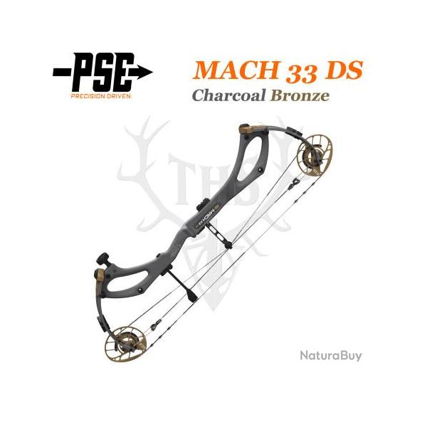 PSE MACH 33 DS - Arc de Chasse 2025 en Carbone Rapide et Ultra-L�ger 70-80# Droitier Charcoal/Bronze