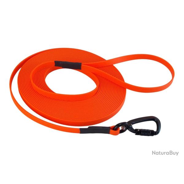 Longe BIOTHANE Twist-Lock 13 mm orange fluo 10 m AVEC poign�e