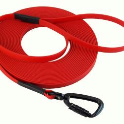 Longe BIOTHANE Twist-Lock 13 mm Rouge 10 m AVEC poign&eacute;e