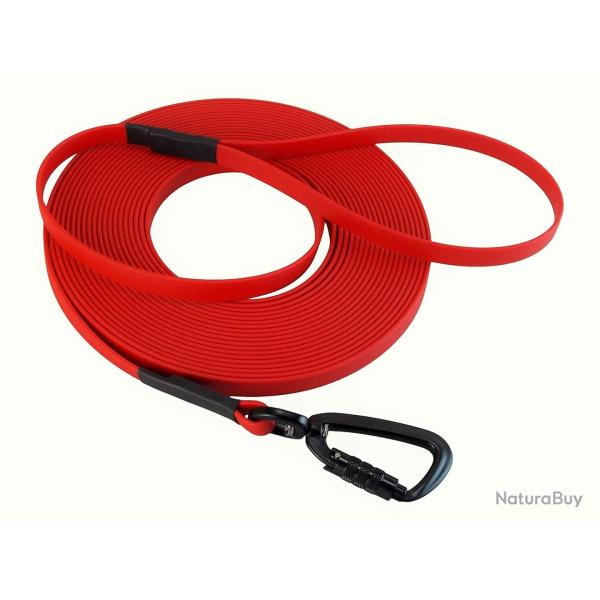 Longe BIOTHANE Twist-Lock 13 mm Rouge 10 m AVEC poign�e