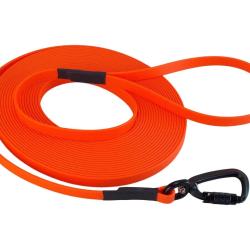 Longe BIOTHANE Twist-Lock 13 mm orange fluo 15 m AVEC poign&eacute;e