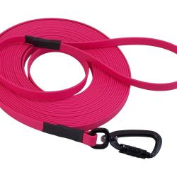 Longe BIOTHANE Twist-Lock 13 mm 15 m AVEC poign&eacute;e rose passion
