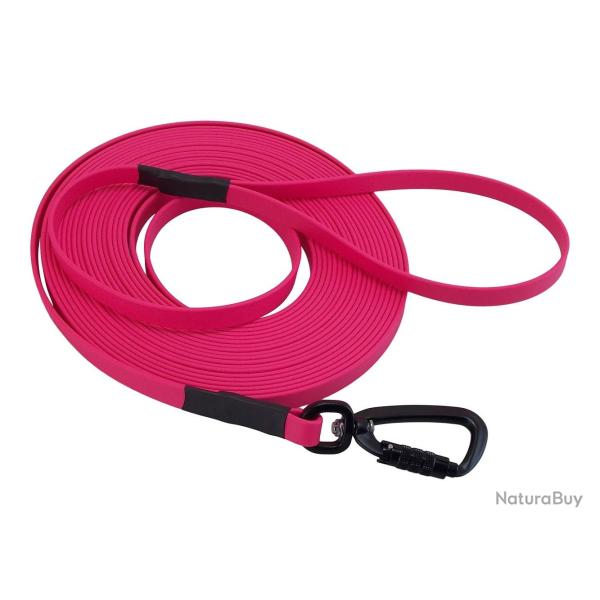 Longe BIOTHANE Twist-Lock 13 mm 15 m AVEC poign�e rose passion