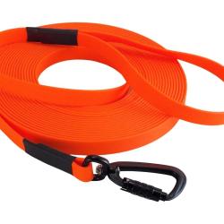 Longe BIOTHANE Twist-Lock 16 mm orange fluo 3 m AVEC poign&eacute;e