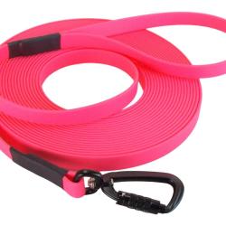 Longe BIOTHANE Twist-Lock 16 mm Rose 5 m AVEC poign&eacute;e