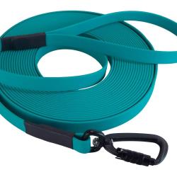 Longe BIOTHANE Twist-Lock 16 mm 5 m AVEC poign&eacute;e turquoise