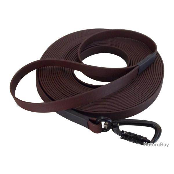 Longe BIOTHANE Twist-Lock 16 mm marron 10 m AVEC poigne