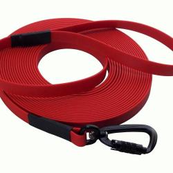Longe BIOTHANE Twist-Lock 16 mm Rouge 10 m AVEC poign&eacute;e