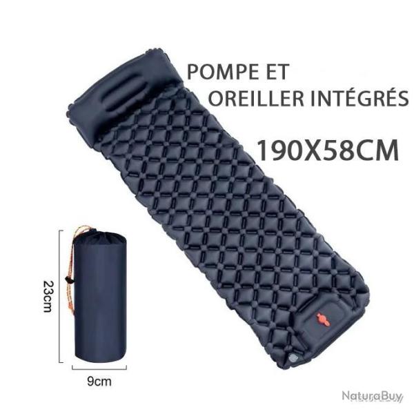 MATELAS CAMPING GONFLABLE AVEC OREILLER ET POMPE INT�GR�S MARINE - LIVRAISON GRATUITE