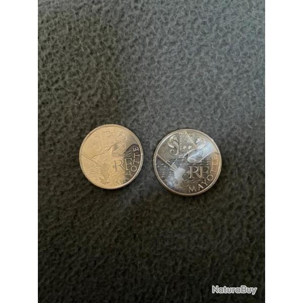 2 Pi�ces de 10 euros Mayotte 2011 en argent Drapeau