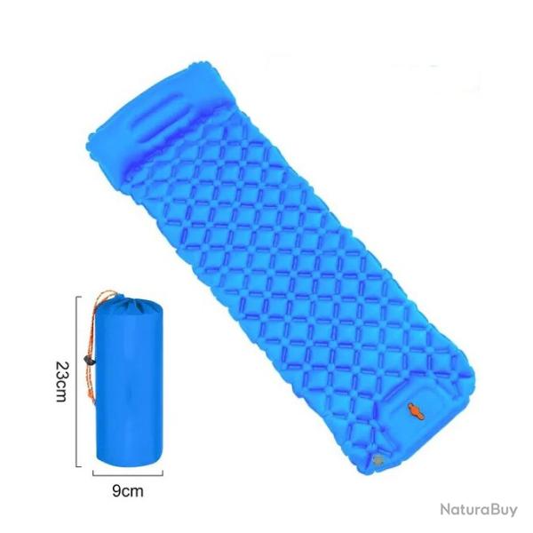 MATELAS DE CAMPING GONFLABLE AVEC OREILLER ET POMPE INT�GR�S BLEU - LIVRAISON GRATUITE